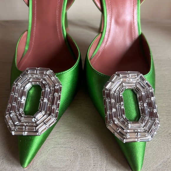 COPY - Amina Muaddi Camelia Silk Slingback Pumps - Picture 7 of 9